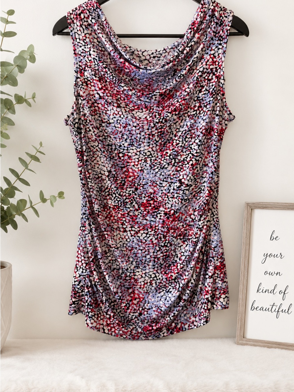 DKNY Multicolor Dotted Cowl Neck Camisole